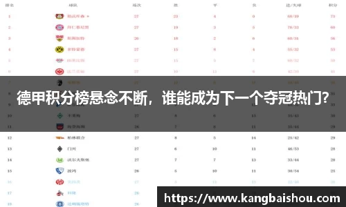 德甲积分榜悬念不断，谁能成为下一个夺冠热门？